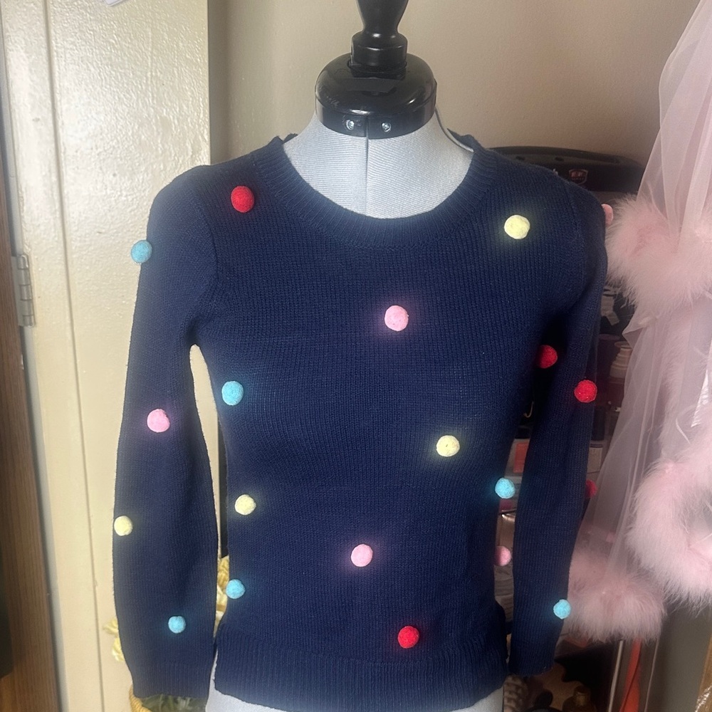 Pink Republic Navy Sweater with Colorful Dots